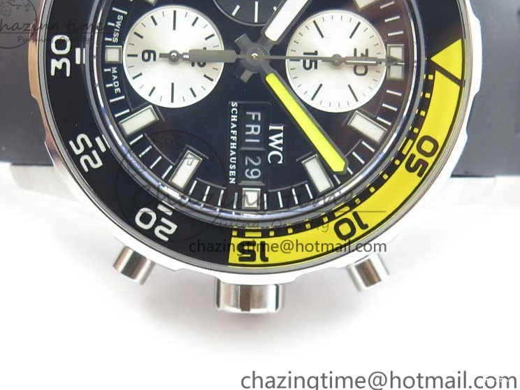MIROTIME 0216 Aquatimer Chrono IW376702 SS BLS 1:1 Best Edition Black Dial on Black Rubber Strap A WellDesigned 7105